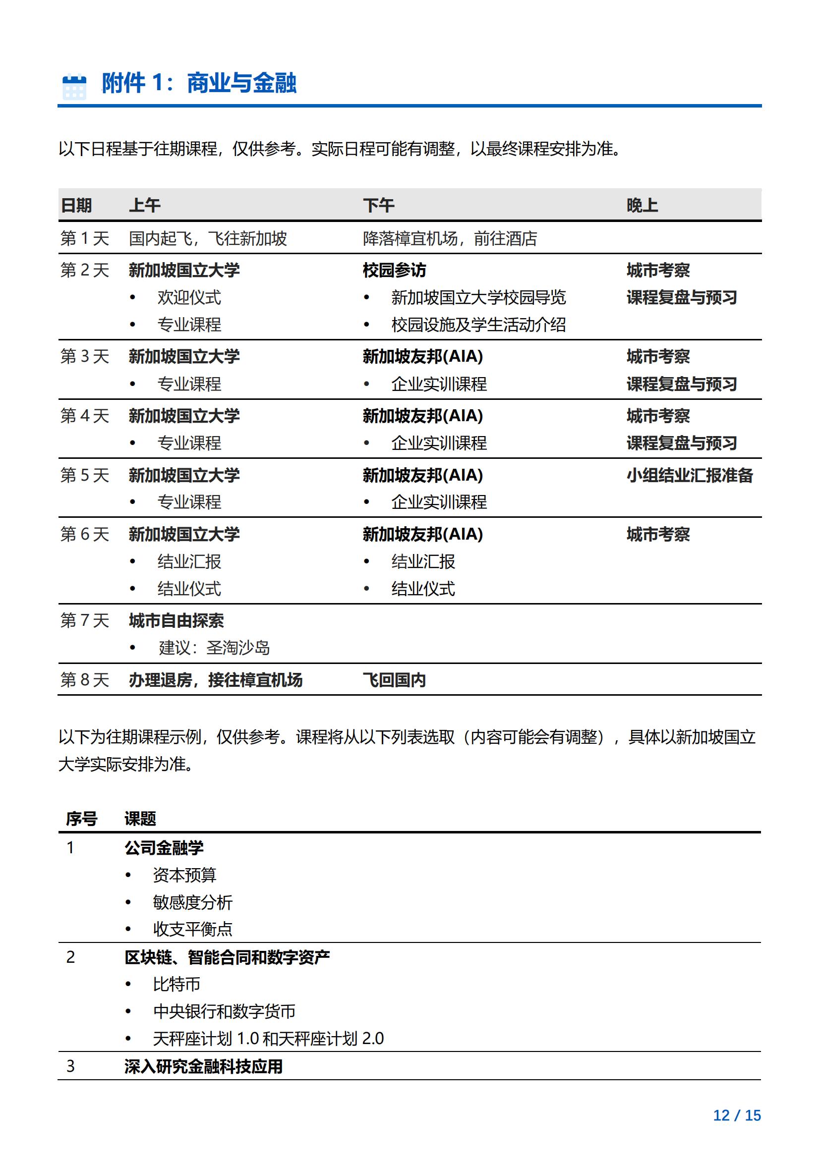 新加坡国立大学—商业与金融项目简章